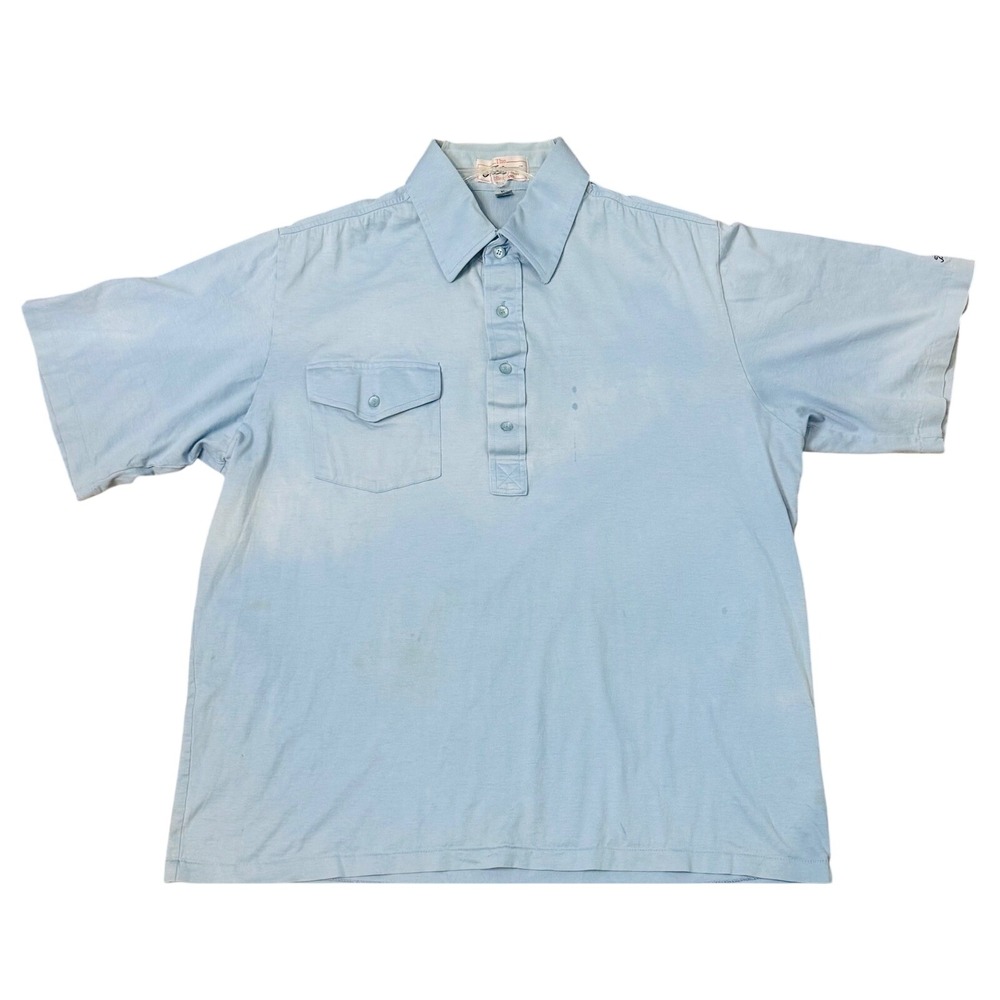 Vintage Titleist Light Blue Cotton Lisle Chest Pocket Golf Polo Shirt Mens XL